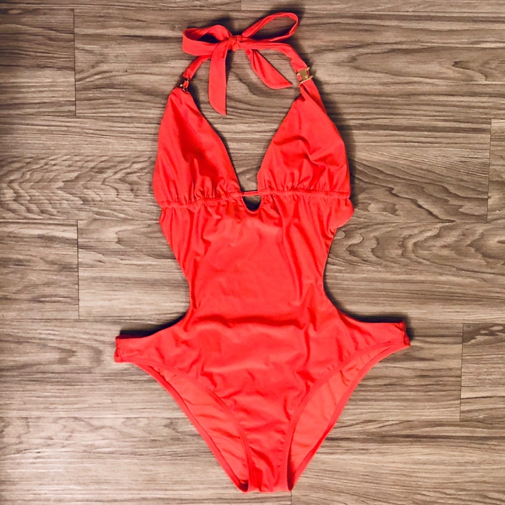 MAR Coral Pink One Piece Cut Out Suit
